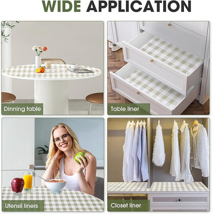 Beautysaid Shelf and Drawer Liner for Kitchen Cabinet, Non Adhesive Non Slip Shelf Paper Waterproof Washable Thickened for Dresser Pantry Shelve Bathroom Protector Liner(Checkered,23.6 in x 10 FT)