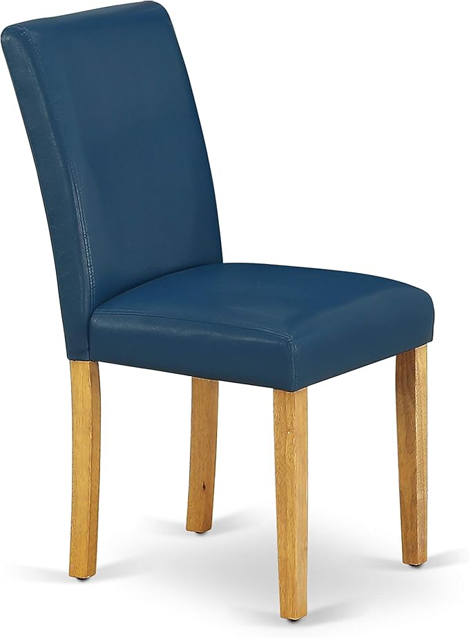 East West Furniture CAAB7-OAK-55 7 Piece Dining Table Set Consist of a Rectangle Dining Room Table and 6 Oasis Blue Faux Leather Upholstered Parson Chairs, 36x60 Inch, Oak