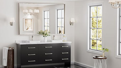 Keonjinn Brushed Nickel Bathroom Mirror 60 x 40 in Rectangle Frame Mirror for Over Sink, Rectangular Metal Framed Vanity Mirror Square Corner Aluminum Alloy Modern Silver Mirror(Horizontal/Vertical)