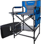 Tall Folding Directors Chair with Side Table 26.77" Seat Height Foldable Camping Chair Bar Stool for Makeup Artist Face Painting with Footrest and Storage Pocket Supports 350LBS