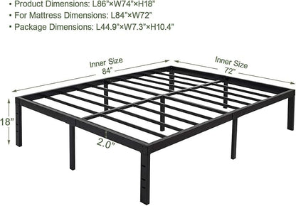 45MinST 18 Inch Platform Bed Frame/Easy Assembly Mattress Foundation / 3000lbs Heavy Duty Steel Slat/Noise Free/No Box Spring Needed,Cal King