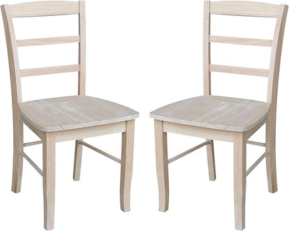 Set of Two Madrid Ladderback Dining Chairs, Unfinished