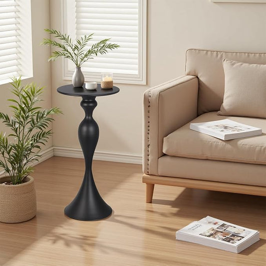 Small Accent Meatl Side Tables,Metal Round Martini Table,Vintage Side End Table for Small Space Living Room, Bedroom,Black