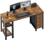 Lufeiya 55 inch Computer Desk with 4 Fabric Drawers & Storage Shelves, Writing Work Study Desk for Home Office Bedroom, Modern Simple Student PC Desks Table, Rustic Brown