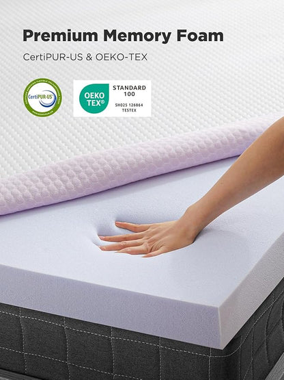 PERLECARE 4 Inch Gel Memory Foam Mattress Topper, Premium Soft Mattress Topper for Cooling, Non-Slip Design with Removable & Washable Cover, CertiPUR-US Certified - Full