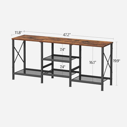 TV Stand for 55 Inch TV, Entertainment Center with 3-Tier Open Shelves, TV Console Table for Living Room, Bedroom, Rustic Brown