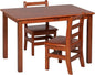 ECR4Kids 24in x 36in Rectangular Hardwood Table and Chair Set, 12in Seat Height, Kids Furniture, Dark Walnut