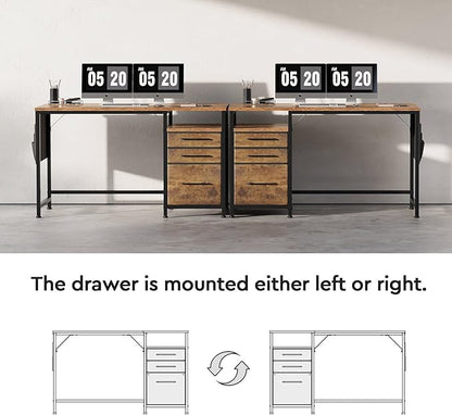 Maihail Computer Desk with Drawers, 47 inch Desk with 2 Drawers and Shelves, Office Desk with Storage, Desk with Storage Bag, Home Office desks with Drawers, Metal Frame for PC Laptop, Rustic Brown2