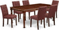 East West Furniture DOAS7-MAH-26 7 Piece Dining Table Set Contain A Dining Room Table and 6 Burgundy Polyester Fabric Upholstered Chairs, Mahogany