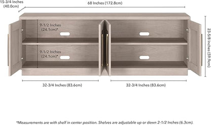 Henn&Hart Tillman, 68'' Rectangular TV Stand, Alder White