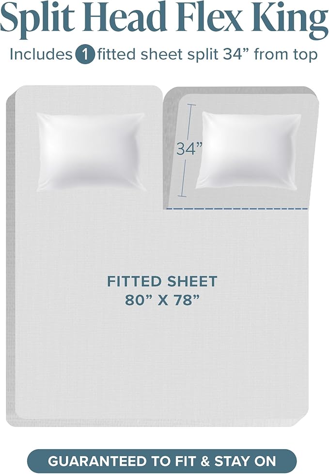 Bare Home Split Head Flex King Sheet Set - 1800 Ultra-Soft Microfiber Bed Sheets - Double Brushed - Deep Pockets - Easy Fit 4 Piece Set - FlexTop King Bedding (Split Head Flex King, Lemon Drop)