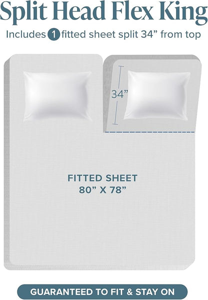 Bare Home Split Head Flex King Sheet Set - 1800 Ultra-Soft Microfiber Bed Sheets - Double Brushed - Deep Pockets - Easy Fit 4 Piece Set - FlexTop King Bedding (Split Head Flex King, Lemon Drop)