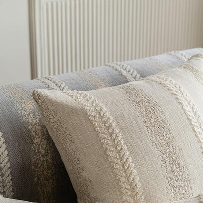 Pack of 1 Decorative Throw Pillow Covers 20x20 Inch, Pillow Cases for Living Room Couch Bedroom Farmhouse Home Decor, Soft Stripe Chenille Cushion Covers for Sofa Beige,20''x20''