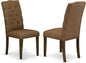 East West Furniture ELP7T18 Elsa Parson Chairs - Button Tufted Nailhead Trim Brown Linen Linen Fabric Padded Dining Chairs, Set of 2, Jacobean
