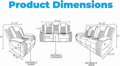 Loveseat Recliner Sofa, Reclining Loveseat Leather Couch with Storage Console, Modern Comfy Home Theater Seating Power Recliner Chair with Cup Holders for Living Room Furniture Sets, Red