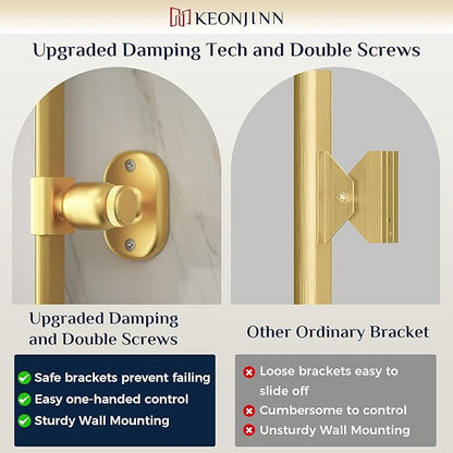 Keonjinn Large Pivot Mirror Bathroom, 40 x 30 Inch Beveled Tilt Mirror Bathroom, Gold Metal Framed Mirrors with Rounded Corner, Modern Rectangle Vanity Mirrors for Wall (Horizontal/Vertical)