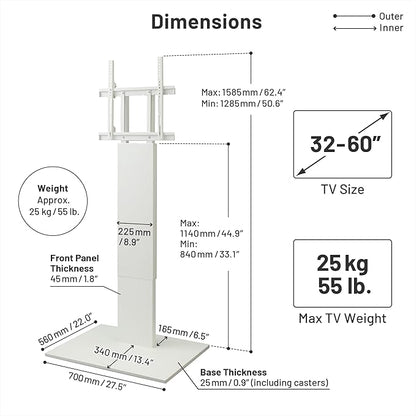WALL V2 Caster High Type | Minimalist Rolling TV Stand for 32–60 Inch | Walnut | Portable, Space Saving, Height Adjustable, No Drill | for Living Room and Bedroom | Japanese Design & Engineering