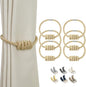 BEL AVENIR Magnetic Curtain Tiebacks, Decorative Drapery Holdbacks Modern Woven Tie-Backs with Exquisite Knot (Gold, 6 Pack)