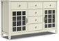 SIMPLIHOME Connaught Buffet - 60 inch Wide Solid Wood 3-Door Sideboard Buffet in Antique White, Traditional Storage Cabinet for Dining Room or Kitchen with Adjustable Shelves and Classic Molding