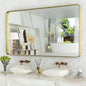 WEER Gold Bathroom Mirror, 55X30 Inch Brushed Gold Metal Frame Mirror, Rounded Rectangle Gold Bathroom Vanity Mirror for Wall, Tempered Glass, Anti-Rust, Hangs Horizontally or Vertically