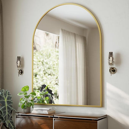 HARRITPURE 36"x48" Arched Bathroom Mirror - Gold Wall Mounted Vanity Mirror Aluminum Alloy Frame Large Arch Wall Mirror for Living Room, Bedroom and Entryway