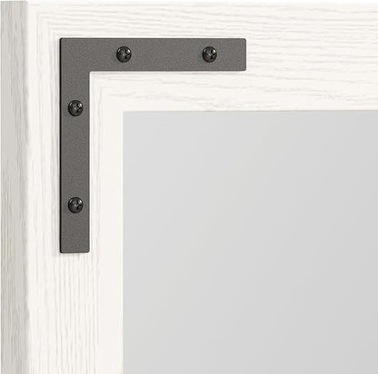 VocalStar White Wood Framed Mirror 28 x 40 Inch, Rustic Natural White Wooden Rectangle Bathroom Vanity Wall Mirror for Farmhouse Boho Decor, 1/4-inch Shatterproof Glass | Waterproof