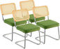VEVOR Rattan Dining Chairs Set of 4, Mid Century Modern Dining Chair, Upholstered Velvet Accent Chair with Rattan Back, Retro Dining Room Kitchen Chair for Living Room, Bedroom (18.1 Inch)