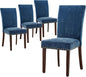COLAMY Upholstered Parsons Dining Chairs Set of 4, Fabric Dining Room Kitchen Side Chair with Nailhead Trim and Wood Legs - Dark Blue
