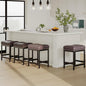 MALOL Set of 4 Saddle Bar Stools Counter Height 24.4”, Backless Barstools for Kitchen Island, Modern PU Leather Cushioned Seat, Bar Chairs for Kitchen Counter, Breakfast Bar Stools for Home,Brown