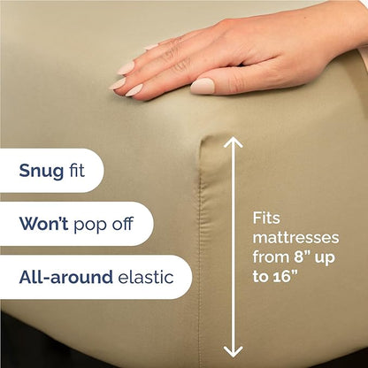 Twin XL Size 3 Piece Sheet Set - Comfy Breathable & Cooling Bed Sheets Set - Hotel Luxury Bedding for Women, Men, Kids, Teens, Boys & Girls - Deep Pockets, Ultra-Soft, Wrinkle Free - Oeko-Tex - Beige