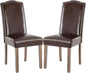 Stylish Upholstered Parsons Dining Chair PU Faux Leather with Silver Nailhead Trim and Sturdy Solid Wood Legs