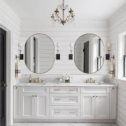 ANDY STAR Brass Bathroom Mirror for Wall, 30x40 Gold Oval Mirrors for Bathroom, Brass Oval Mirrors, Pill Shaped Mirror, Large Vantiy Mirror Stainless Steel 1’’ Deep Hang Vertically & Horizontally