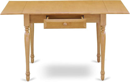 East West Furniture MZAN3-OAK-C 3 Piece Dining Room Table Set Contains a Rectangle Kitchen Table with Dropleaf and 2 Linen Fabric Upholstered Dining Chairs, 36x54 Inch, Oak