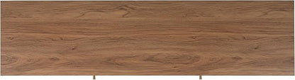 SAFAVIEH Claude TV Stand for up to 65" Flatscreen – Oak, 2 Sliding Doors with Interior Storage, 2 Open Shelves, Entertainment Media Console (MED9610D)