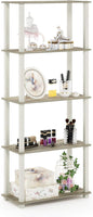 Furinno Turn-N-Tube 5-Tier Multipurpose Shelf / Display Rack / Storage Shelf / Bookshelf, Square Tubes, Sonoma Oak/White