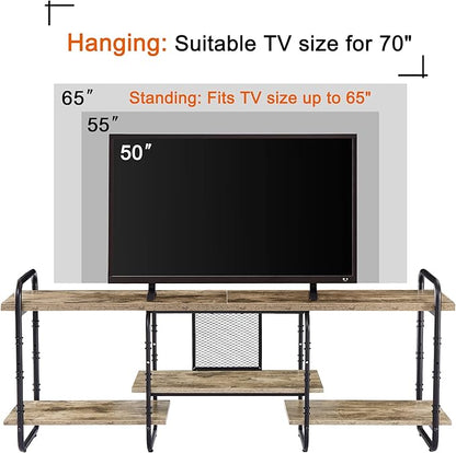 VECELO TV Stands for 65 Inch,Entertainment Center/Media Console Table with Adjustable Storage Shelves for Living Room/Bedroom,Grey