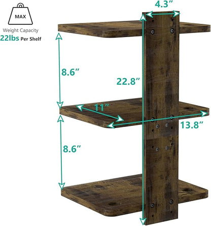WALI Projector Mount Floating TV Shelf, Holds Up to 22lbs, Wooden Floating Shelf for Under TV for DVD Players, Cable Boxes, Routers, Game Consoles, PlayStation Accessories (CS303NC), 3 Shelves