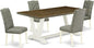 East West Furniture V077EL207-5 5 Piece Dinette Set for 4 Includes a Rectangle Dining Room Table with V-Legs and 4 Gray Linen Fabric Upholstered Parson Chairs, 40x72 Inch, Multi-Color