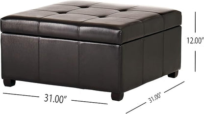 Christopher Knight Home Carlsbad Bonded Leather Storage Ottoman, Espresso