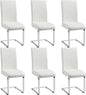 Yaheetech Dining Chairs Set of 6 Modern Faux Leather Upholstered Dining Room Chairs with High Back and Metal Chrome Legs for Kitchen/Living Room/Restaurant, White