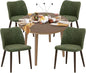 COLAMY 5-Piece Extendable Dining Table Set for 4, 36" Kitchen Round Wood Table with 4 Wooden Dining Room Chairs,Light Brown/Green