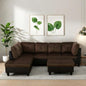 Modern Living Room Furniture Sets with Pillows, Modular Sectional Couches with Chaise Lounge, 4-Seaters L Shape Sofa with Storage Ottoman, for Living Room, Brown