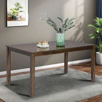 Dining Table for 4, Wooden Rectangular Kitchen Table with Natural Woodgrain Finish, 45.5" MDF Modern Dining Table with Solid Wood Tapered Legs and Rounded Corners, Easy Assembly, Walnut
