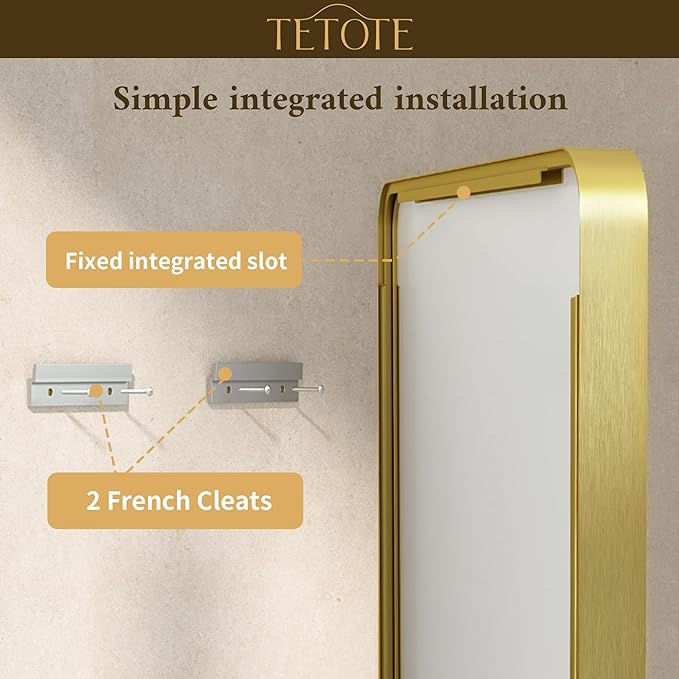 TETOTE Brushed Gold Bathroom Mirror 24 x 32 Gold Metal Framed Bathroom Mirror, Tempered Glass, Modern Farmhouse Wall Mounted Mirror for Decorative(Horizontal/Vertical)