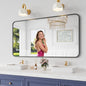 Bathroom Mirror, 30X55 Inch Black Metal Framed Mirror for Bathroom, Tempered Glass, Anti-Rust, Rounded Rectangle Mirror for Restroom, Bedroom, Black