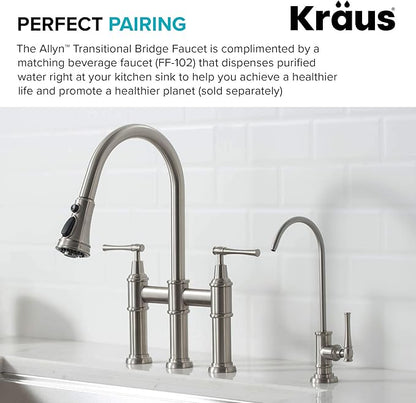 KRAUS Allyn Transitional Bridge Kitchen Faucet with Pull-Down Sprayhead in Spot Free Stainless Steel, KPF-3121SFS