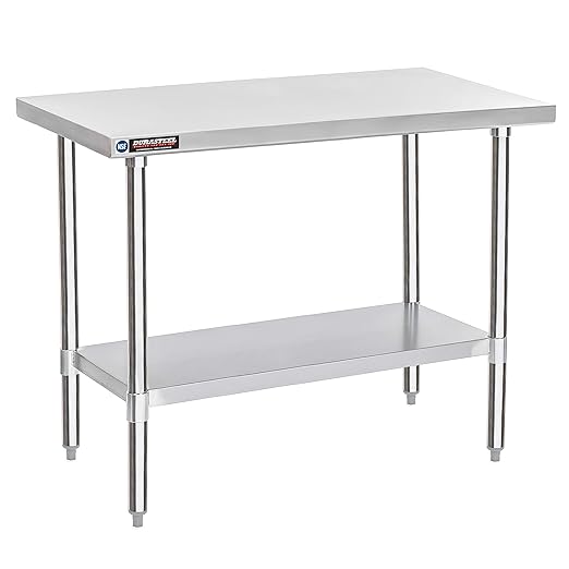 DuraSteel 24x48 Stainless Steel Work Table - NSF Commercial Prep Metal Table - Outdoor Pizza Oven Stand w/Under Shelf - Kitchen Island Laundry Utility Garage Microwave Stand Large Rolling Storage Cart