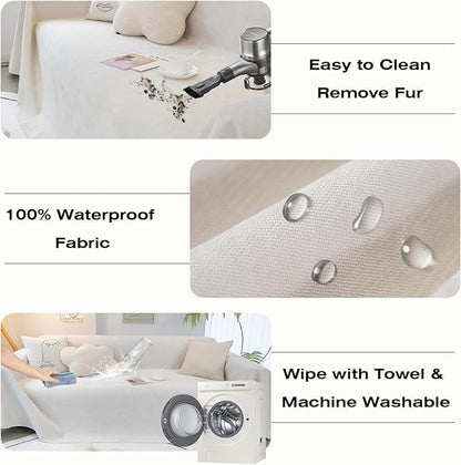 STACYPIK Thick Waterproof White Sofa Cover for Dogs, Anti-Scratch Pet Couch Cover for 3 Cushion Couch,Washable Non Slip Couch Cover for Loveseat, Multi-use L-Shaped Throw Cover for Sectional-71X150IN