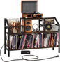 Homeiju Record Player Stand Holds up to 500 Albums,Turntable Stand with Vinyl Record Player Storage Cabinet,Large Record Player Table Vinyl Album Storage（Patent Pending）