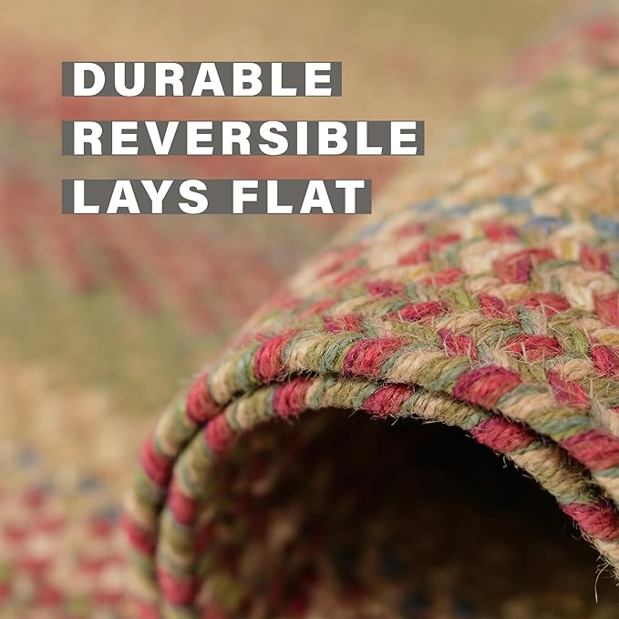 Azalea Multicolor Braided Area Rug, Jute, 4x6' Rectangle - Perfect Country Primitive Decor for Entryway, Bedroom, Everywhere